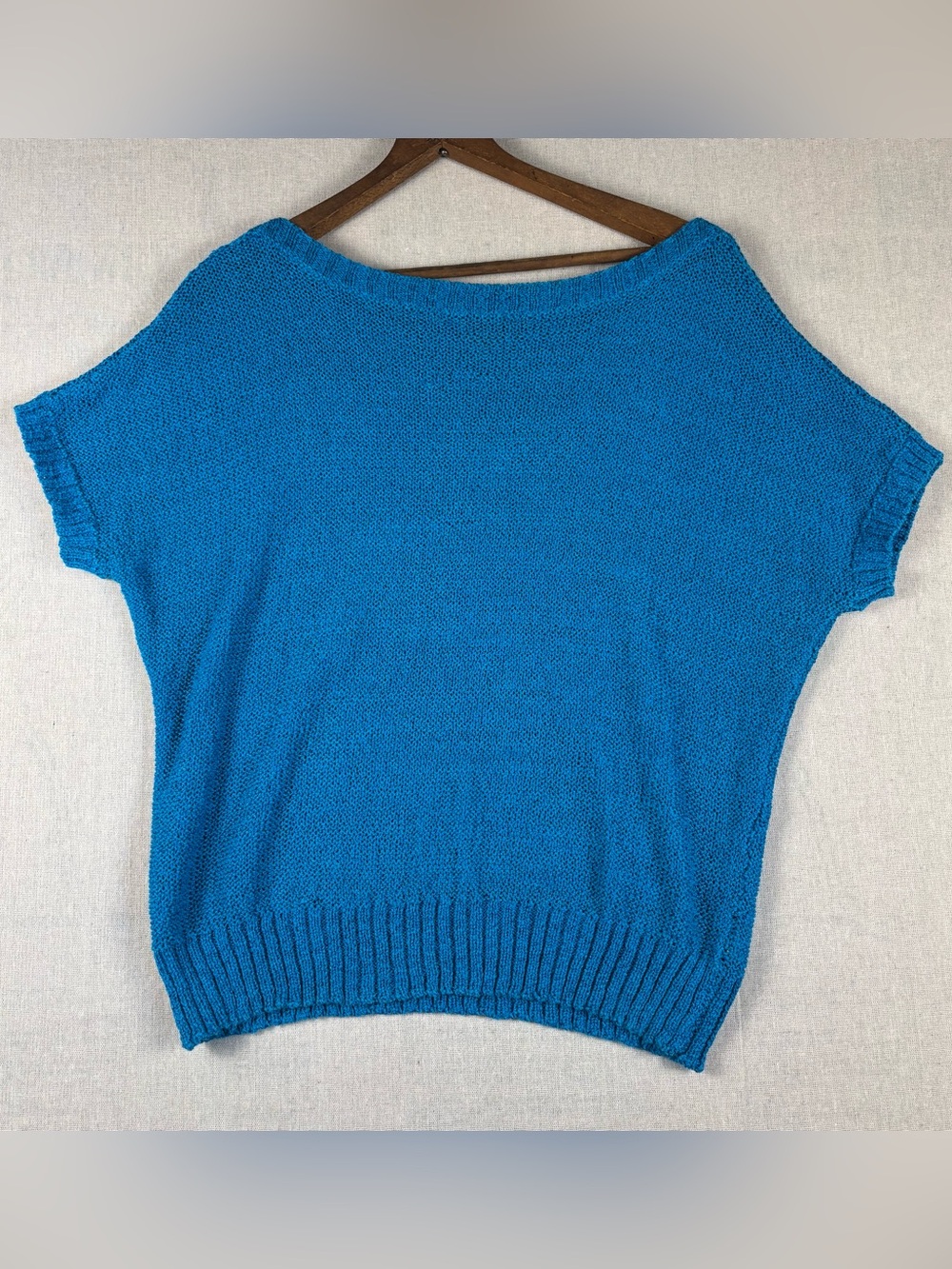 Chaps Women’s Medium Blue Short-Sleeve Knit Sweater Top